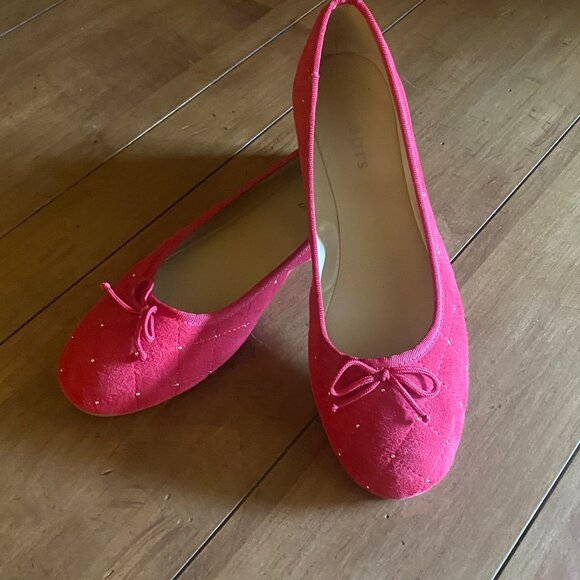 Talbots 8.5 Penelope Quilted Ballet Flats - Red Studded Suede - Picture 11 of 13